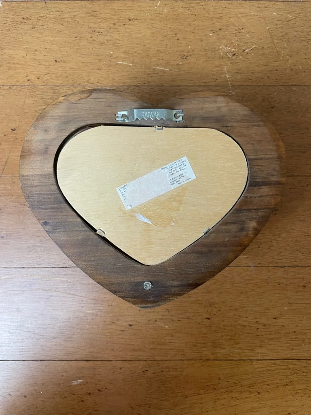 Vintage Wooden Heart Shaped Mirror Candlestick Holder